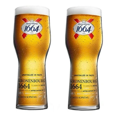 Image of Kronenbourg1664 Official Lager Beer Glass Pint 570ml 19 fl oz Set of 2