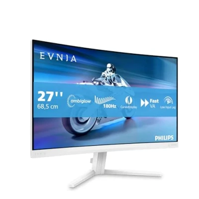 Image of PHILIPS Evnia 27M2C5201L 27 inch FHD Curved Gaming Monitor, 180 Hz, 1 ms GtG, FreeSync Prem. (1920x1080, 2x HDMI 2.0, 1x DP 1.4) white