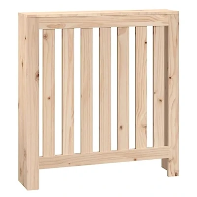 Image of vidaXL Radiator Cover 79.5x19x84 cm, Brown, Solid Pine Wood, Rustic Look, Modern Slat Design, with Practical Shelf for Storage