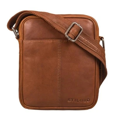 Image of STILORD &#039;Jude&#039; Men&#039;s Shoulder Bag Small Leather Vintage Messenger Mens Side Satchel Crossbody Genuine Bags Little Cross Body Men, Colour:sila brown