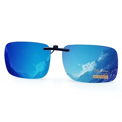 Image of Goiteia Blue Polarized Clip On Sunglasses Over Prescription Glasses Men WomenCompact FitNon Flip Up