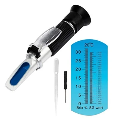 Image of XRCLIF Refractometer Brix Beer 0 32% Home Brewed Seasoning SG: 1,000 1,120 Hand Sugar Automatic Temperature Compare Tester Meter
