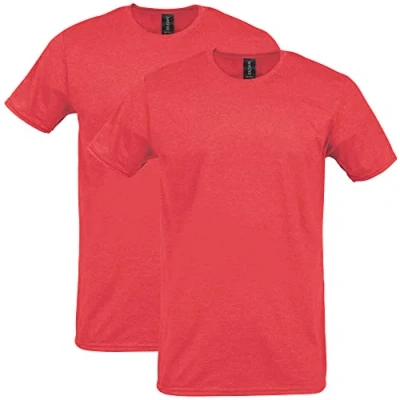 Image of Gildan Unisex&#039;s Softstyle Cotton T Shirt, Style G64000, Multipack, Heather Red (2 Pack), XXL (Pack of 2)
