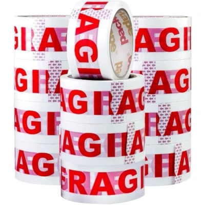 Image of Packatape 12 Rolls Fragile Tape 48mm x 66m, Ideal as Roll, Packing Tape, Packaging Pack, Heavy Duty for Moving House, Strong, Box Shipping