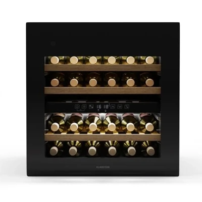 Image of Klarstein Rhone 36 Duo Wine Fridge Bottle Capacity, Dual Zone, 5 22C, Push to Open UV Door, LED Control &amp; Lighting, Quiet 41 dB, White Cooler