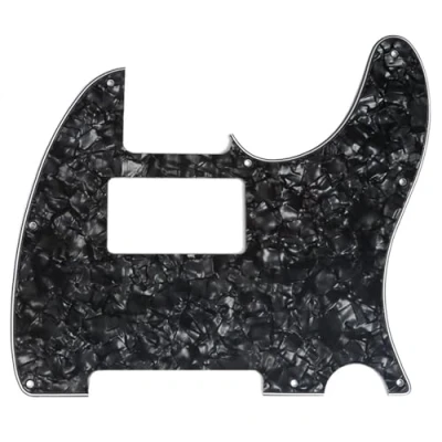 Image of Musiclily 8 Hole Humbucker Tele Pickguard HH Scratch Plate for Fender USA/Mexican Standard Telecaster Modern Style Electric Guitar,4Ply Black Pearl