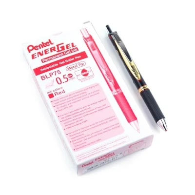 Image of EnerGel Permanent Retractable Rollerball, 0.5mm, Red Ink, 1 Pack of 12 pens