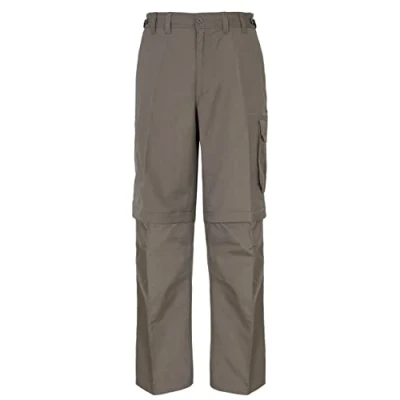 Image of Trespass Mallik, Bark, XS, Water Repellent Trousers with UV Protection &amp; Zip Off Legs for Men, X Small, Brown