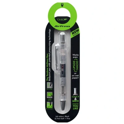 Image of Tombow AirPress Retractable Ballpoint Pen 0.7mm Tip Transparent Barrel Black Ink
