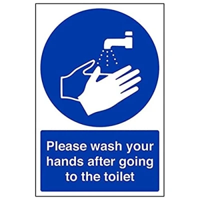 Image of V Safety Eco Friendly Mandatory General Please Wash Your Hands After Going to toilet 150 x 200 mm Sign