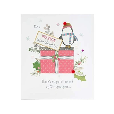 Image of Granddaughter Christmas Card for Penguins Xmas Gifts