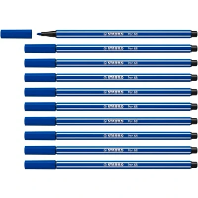 Image of Premium Fibre Tip Pen STABILO 68 Pack of 10 Ultramarine