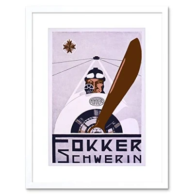 Image of Wee Blue Coo Vintage Ad Air Force Fokker Schwerin Fighter Plane Framed Wall Art Print