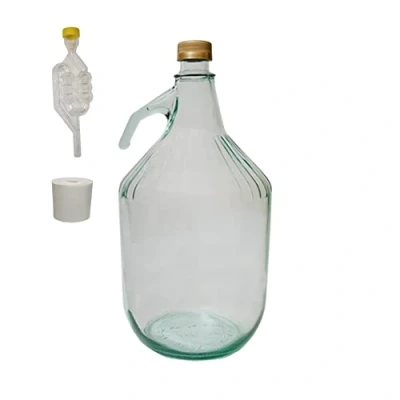 Image of DIAH DO IT AT HOME 5L Glass Demijohn with Screw Cap and Airlock Bung Fermentation Carboy for Cider Wine Making Storage