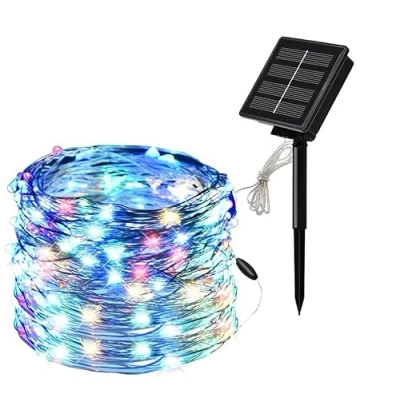 Image of Volunx Solar LED Lights 20M/72ft 200LED RGB Multicoloured Christmas String Outdoor, 8 Modes, Garden Light Waterproof Copper Wire, Tree Patio, Yard, Party, Wedding, Deco