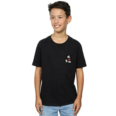 Image of Disney Boys Mickey Mouse Kickin Retro Chest T Shirt (Black) Cotton Size 9 11Y