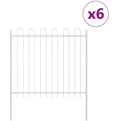 Image of vidaXL Garden Fence with Hoop Top White 10.2x1.5 m Steel