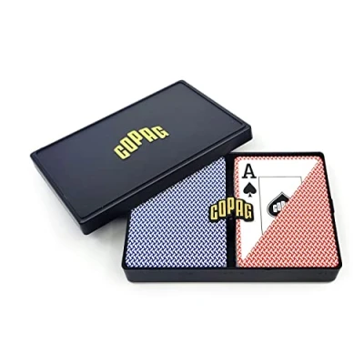 Image of Copag Export Design 100% Plastic Playing Cards, Poker Size (Standard) Jumbo Index Red/Blue Double Deck Set