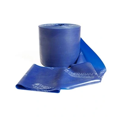 Image of Thera Band 46 m Exercise and Cut from the Roll Your Own Length in Blue. Resistance for Gym Strength Training, Healthy Fitness Physiotherapy and.
