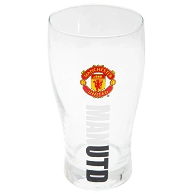 Image of Manchester United FC Official Football Crest Pint Glass (One Size) (Clear)