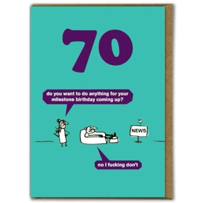 Image of Modern Toss &#039;Age 70 Milestone Birthday Card&#039; Cheeky Age Cards Funny 70th Card Humour For Him Her