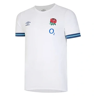 Image of Umbro Men&#039;s England Presentation Tee (O2) T Shirt, Brill White/Ensign Blue/Bachelor Button, XXL UK