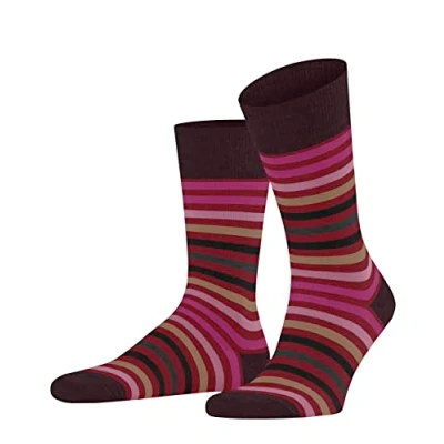 Image of Mens 1 Pair Falke Tinted Stripe Wool Socks Red 5.5 8