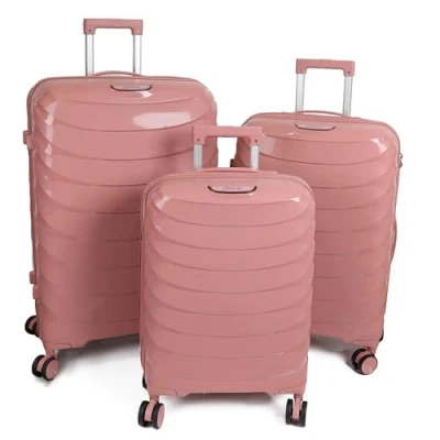 Image of DIVCHI Luggage Sets 3 Piece Hard Shell Expandable Suitcases Lightweight Travel Trolley Suitcase with Spinner Wheels TSA Lock Telescopic Handle (Pink)