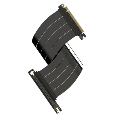 Image of LINKUP AVA5 PCIe 5.0 Riser Cable [40cm] Future Proof for Gen 5 GPU Vertical Mount x16 128GB/s Speed Compatible with 4.0 &amp; WRX80/WRX90E Right Angle, Black