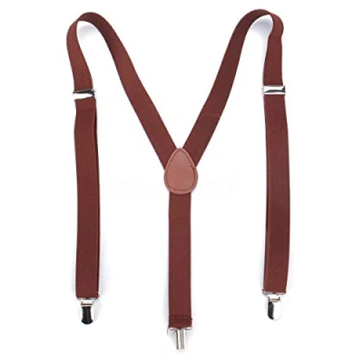 Image of Boolavard Clip on Unisex Mens Women Adjustable Trousers Fully Elastic Y back Suspender Bra (Brown)
