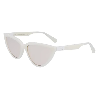Image of Calvin Klein Jeans Sunglasses, Women&#039;s, Size: 56, White