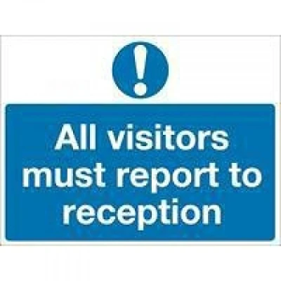 Image of Safety Sign All Visitors Must Report to Reception in PVC, 450mm x 600mm