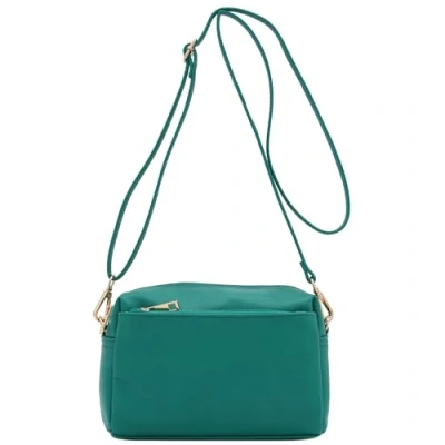 Image of FashionPuzzle Triple Zip Small Crossbody Bag, Teal, One Size
