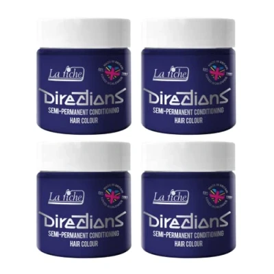 Image of 4x La Riche Directions Semi Permanent Hair Color 100ml Tub Midnight Blue