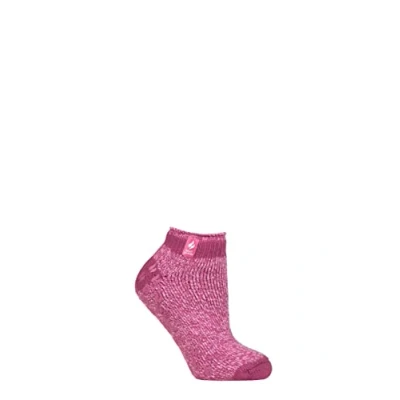 Image of Women&#039;s 1 Pair SOCKSHOP Heat Holders 2.3 TOG Patterned and Striped Ankle Slipper Socks Pisa Muted Pink 4 8 Ladies