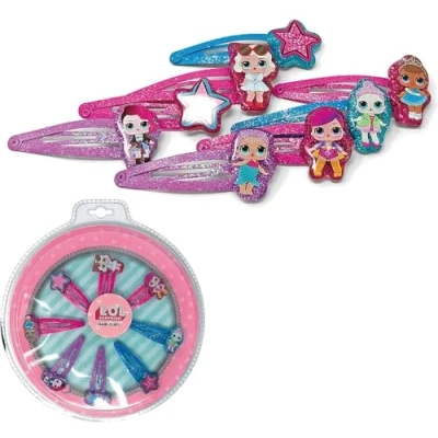 Image of LOL Surprise Set of 8 Hair Clips in Round Storage Box