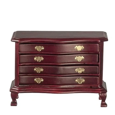 Image of Melody Jane Dolls House Mahogany Chest of Drawers Miniature Wooden Bedroom Furniture 1:12