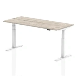 Image of Air 1800 x 800mm Height Adjustable Desk Grey Oak Top White Leg