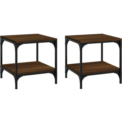 Image of vidaXL Side Tables 2 pcs Brown Oak 40x40x40 cm Engineered Wood