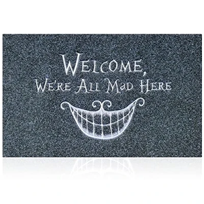 Image of AOAOPQ Funny Welcome Mats Outdoor Front Door Inside with Non slip Rubber Backing,60x90cm Heavy Duty Smiley Doormats for Entrance Hall Hallway Grey