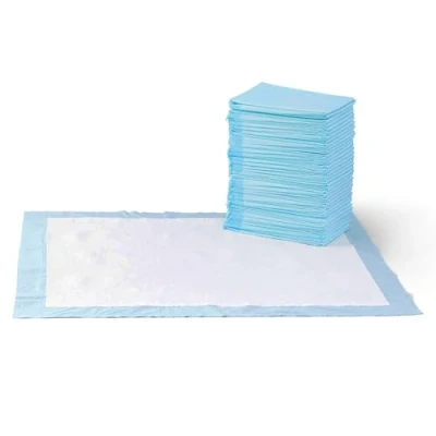 Image of Amazon Basics Dog and Puppy Training Pads, Leakproof, 5 Layer Design with Quick Dry Surface, X Large, Pack of 60, Blue