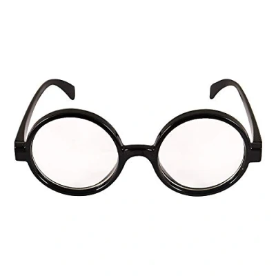 Image of Round Glasses Accessory Pack of 1 with Black Frames Unisex Fancy Dress Costume