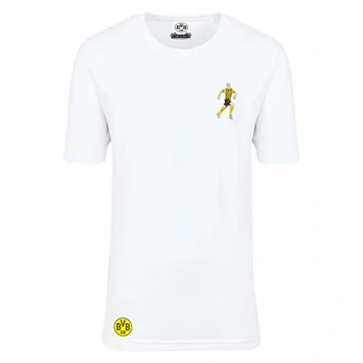 Image of Borussia Dortmund Unisex BVB T Shirt Schlotterbeck Comic [Amazon Exclusive Collection] White