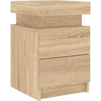 Image of vidaXL Bedside Cabinet with LED Lights Sonoma Oak 35x39x55 cm