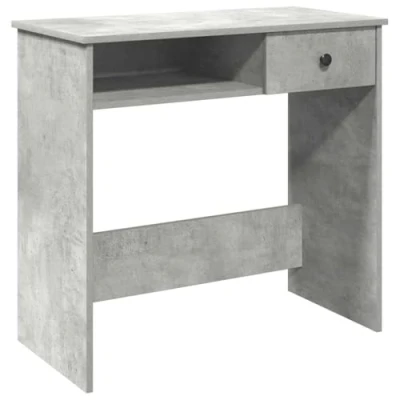 Image of vidaXL concrete grey desk 80x40x75 cm engineered wood writing table with storage for office, bedroom, or living room