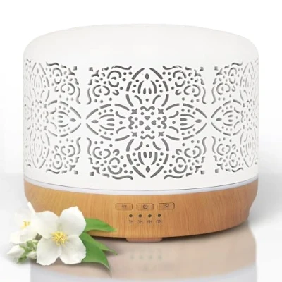 Image of Earnest Living Essential Oil Diffuser White Ceramic 500 ml Timers Night Lights and Auto Off Function Home Office Humidifier Aromatherapy Diffusers for Oils