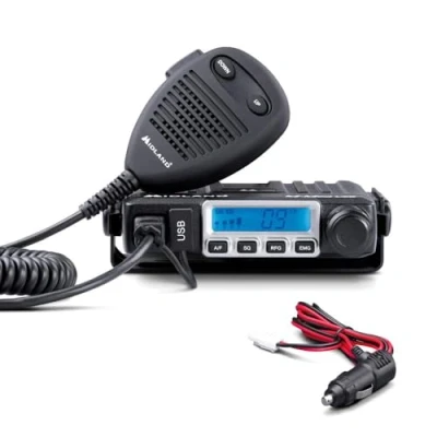 Image of Midland M Mini USB CB Radio Multistandard with Socket 40 AM/FM Channels, Multiband, Double Squelch Mode, Removable Microphone Easy Installation