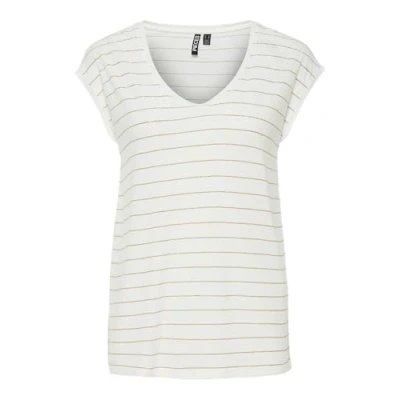 Image of Pieces Women&#039;s Pcbillo Tee Lurex Stripes Noos Bc T Shirt, Bright White, M