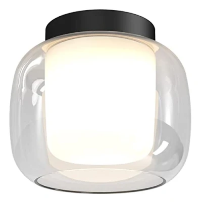 Image of Aquina Bathroom 24cm Ceiling Light Matt Black with Glass Shade