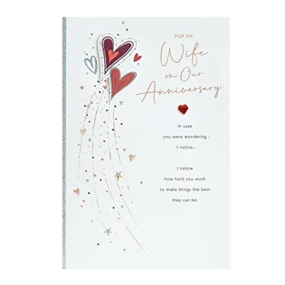 Image of UK Greetings Wife Anniversary Card With Envelope Red Hearts Design